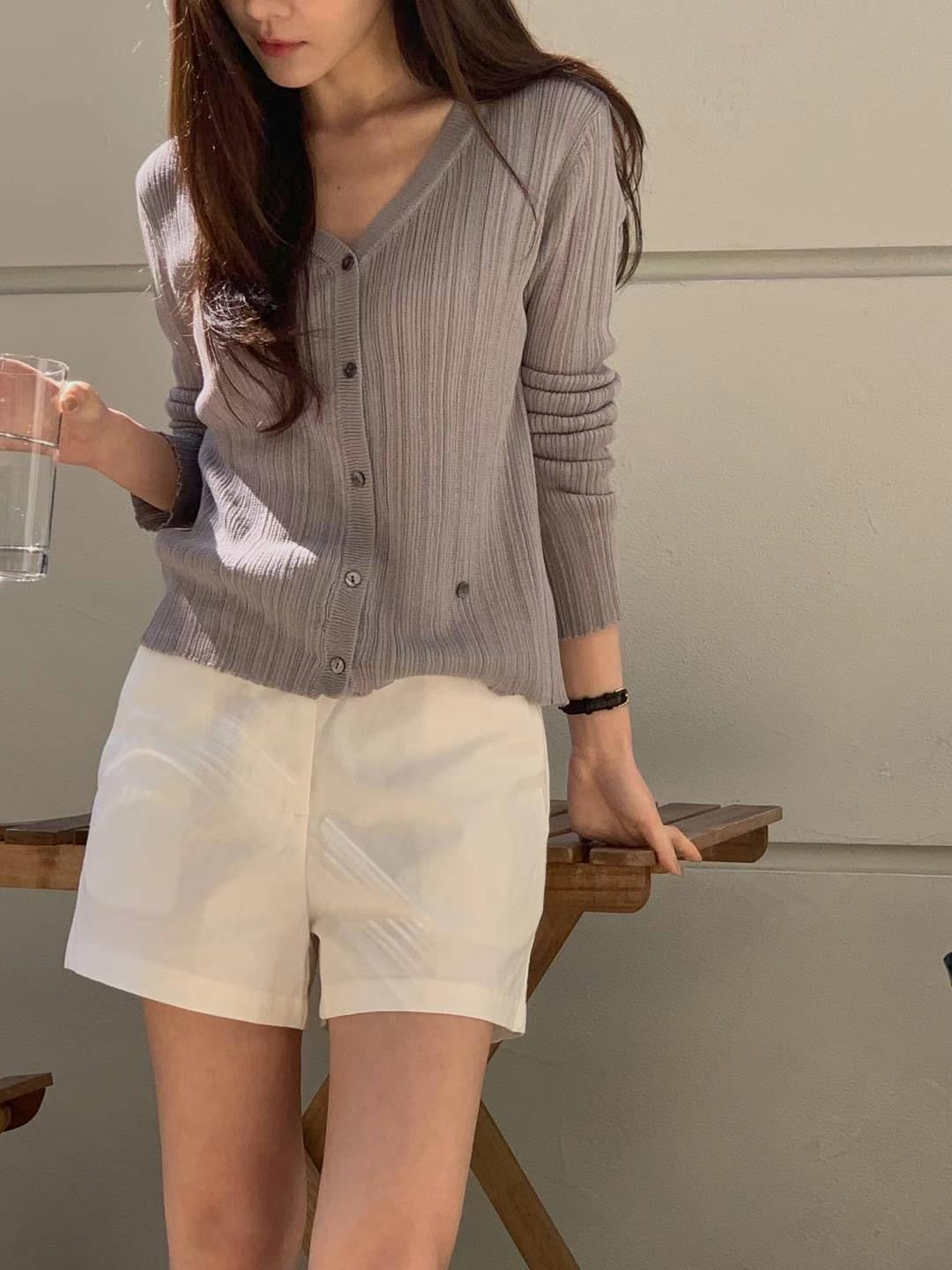 Slim Ribbed Button-Up Cardigan