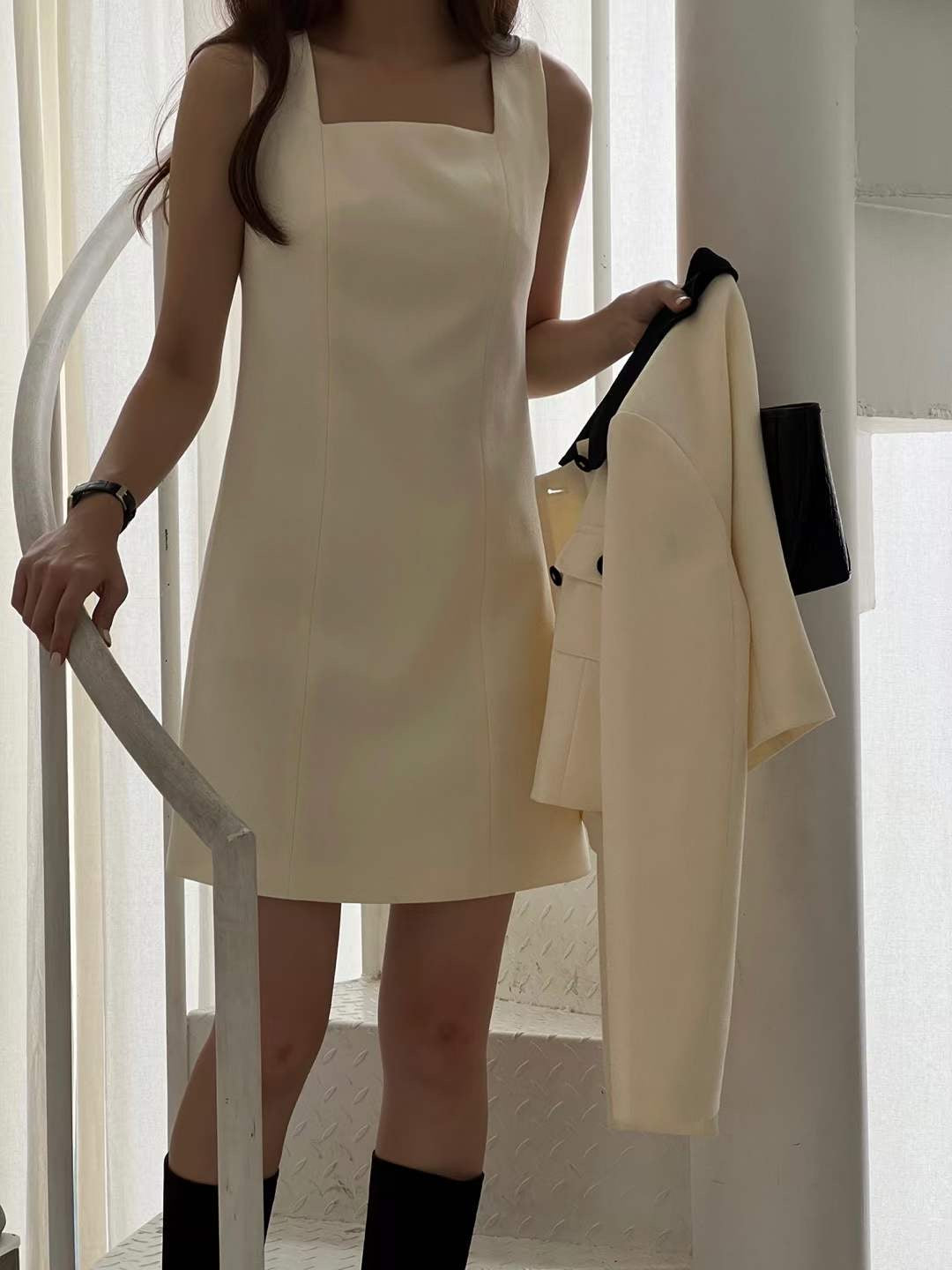 Structured Knit Sleeveless Dress