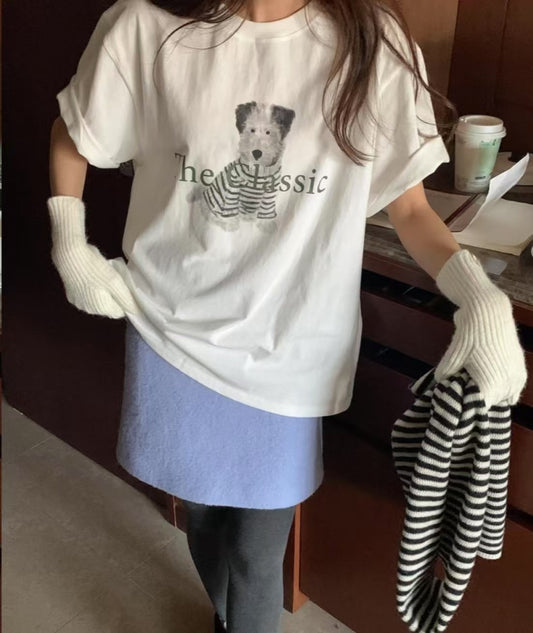 Relaxed Fit Graphic Cotton Tee – The Classic Pup