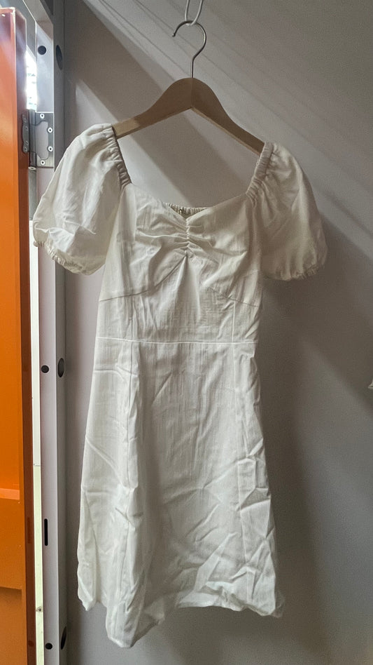 Puff Sleeve Linen Mini Dress