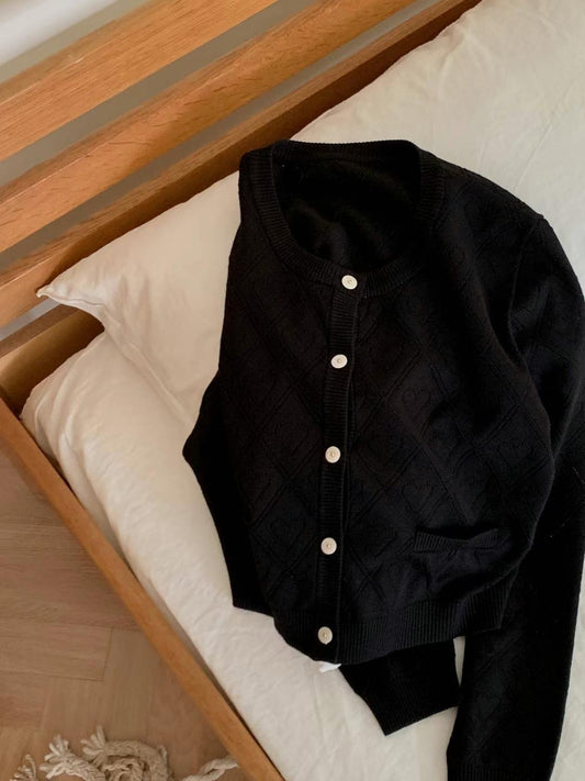 Textured Knit Button-Up Cardigan