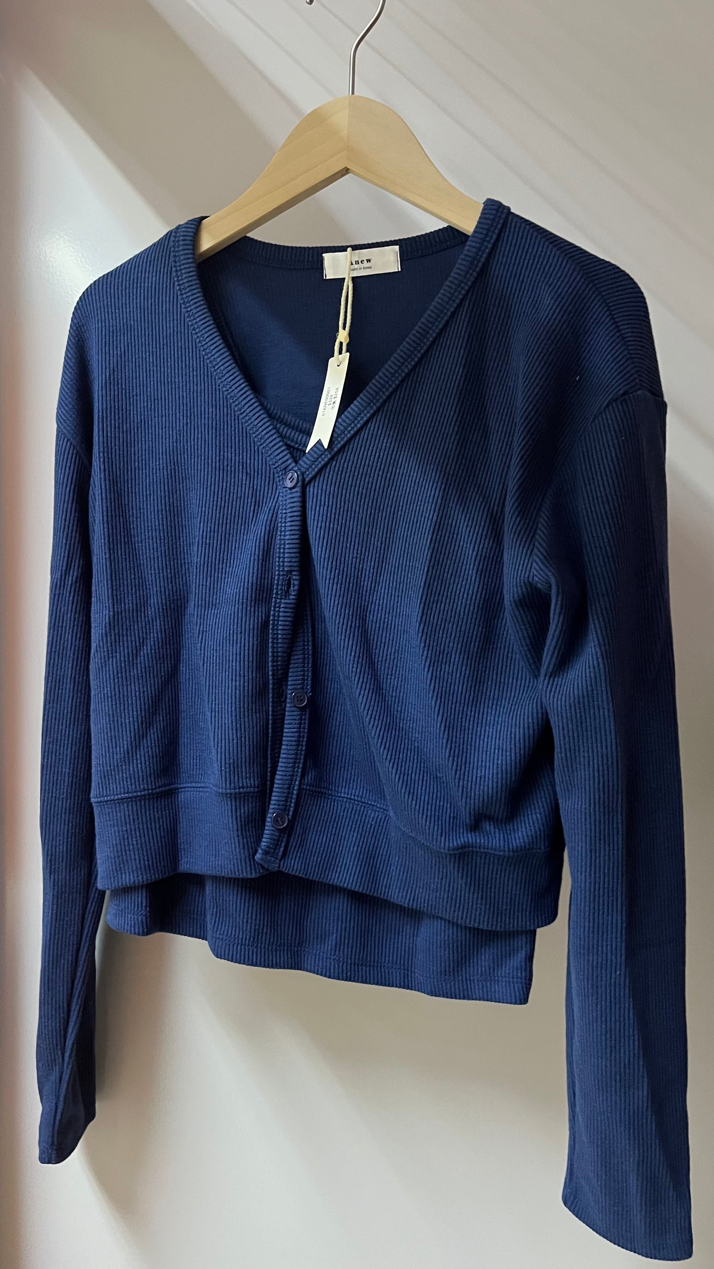 Ribbed Button-Up Cropped Cardigan