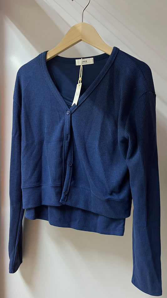 Ribbed Button-Up Cropped Cardigan