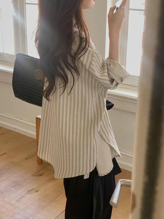 Relaxed Cotton Striped Button-Up