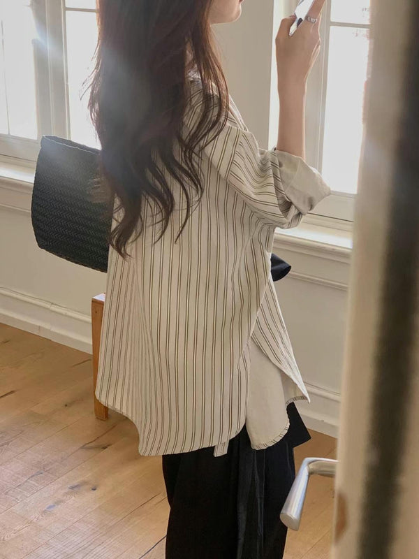 Relaxed Cotton Striped Button-Up