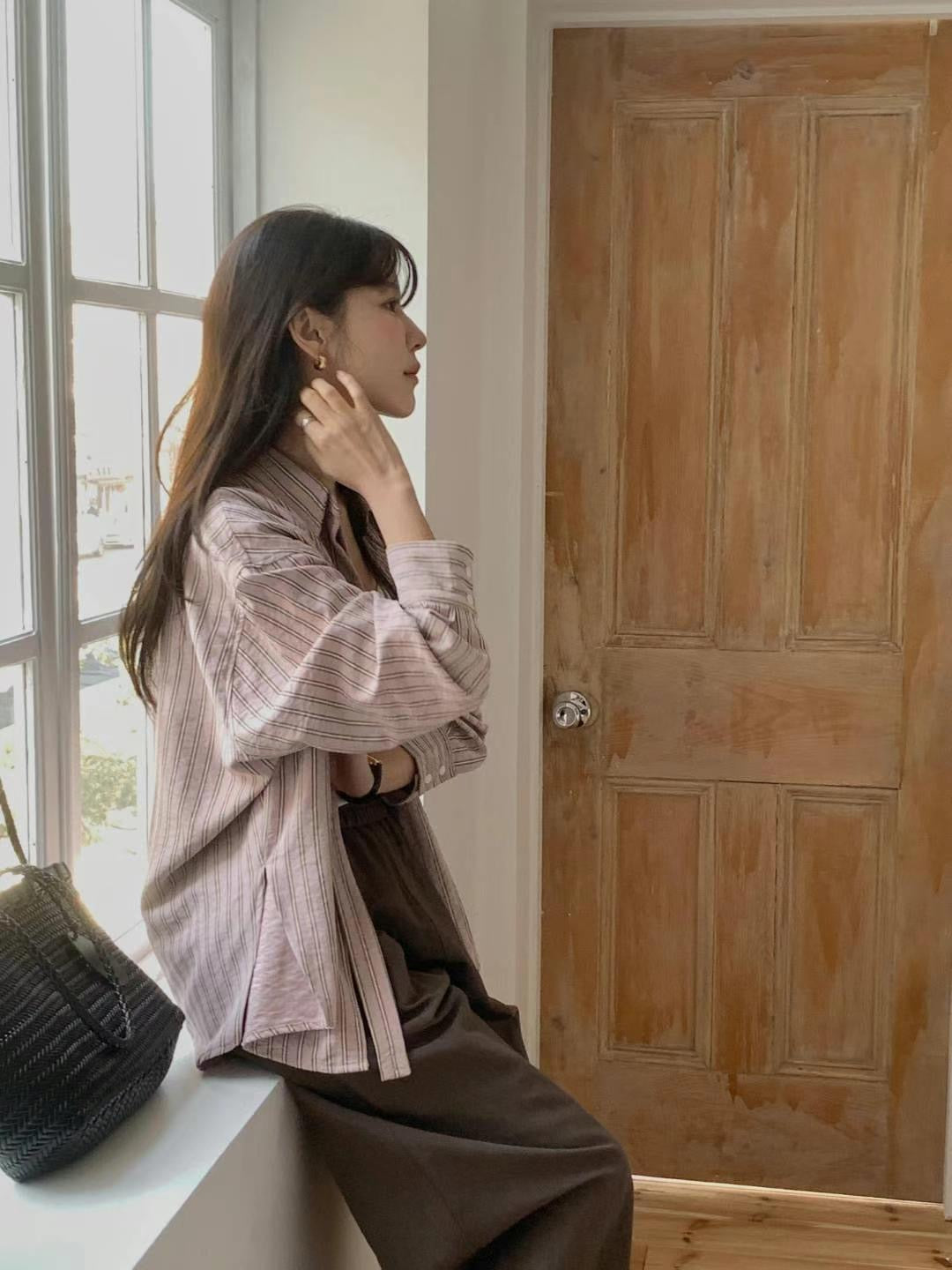 Relaxed Cotton Striped Button-Up