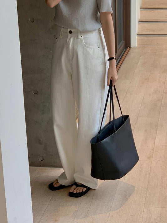 High Rise Cotton Wide-Leg Pant