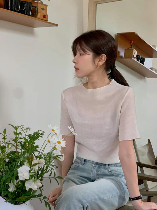 Soft Textured Crew Knit Tee
